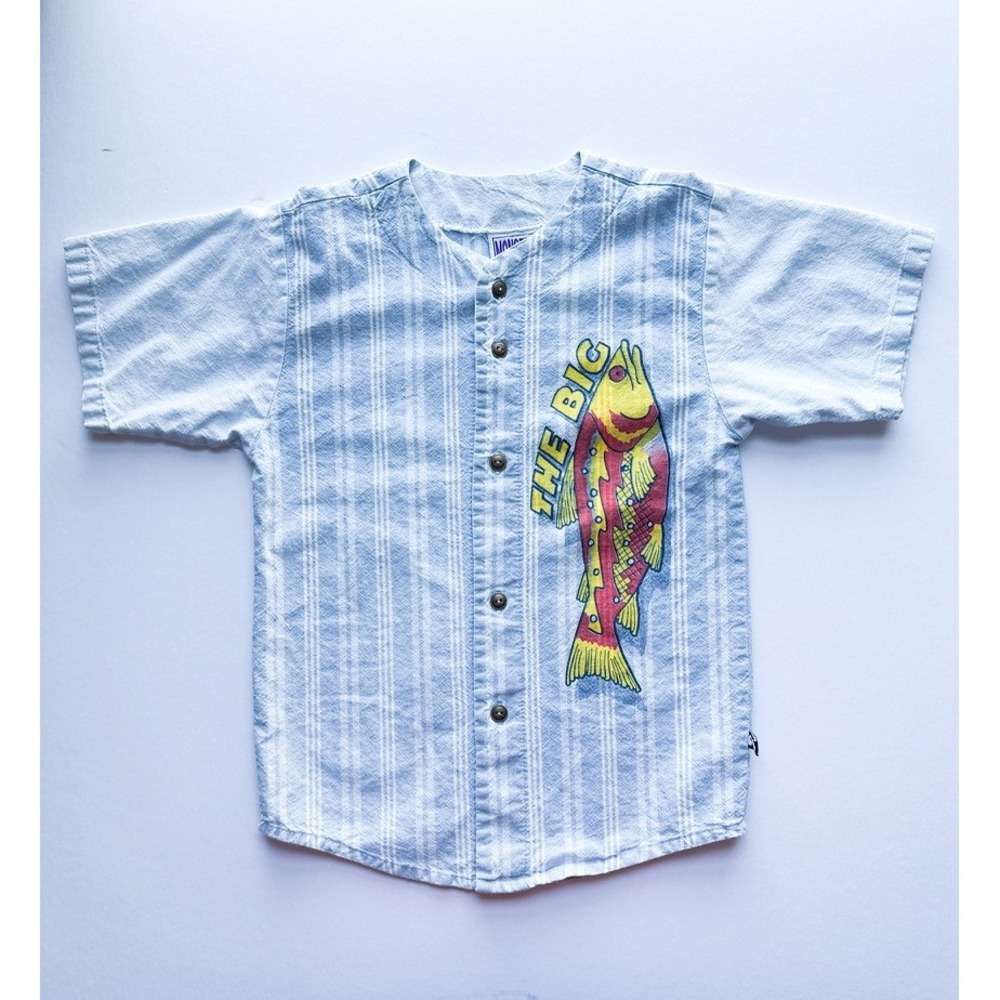 Vintage Kids Monster Wear Baseball Jersey Big Fish Print